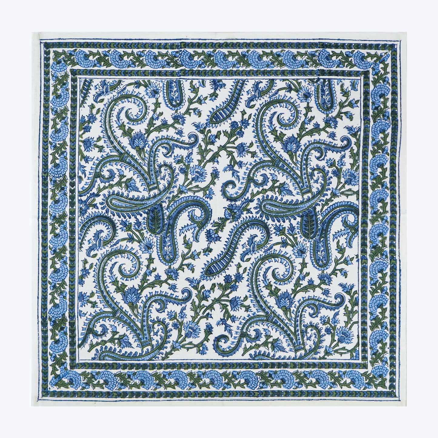 Handcrafted Blue and Green Block Printed Set Of 4 Napkins - My Store