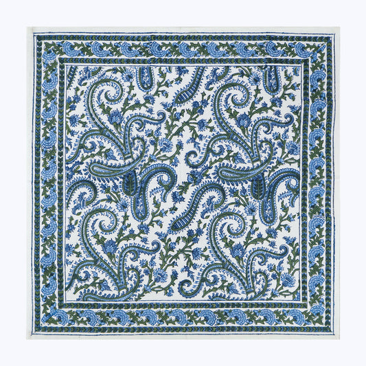 Handcrafted Blue and Green Block Printed Set Of 4 Napkins - My Store