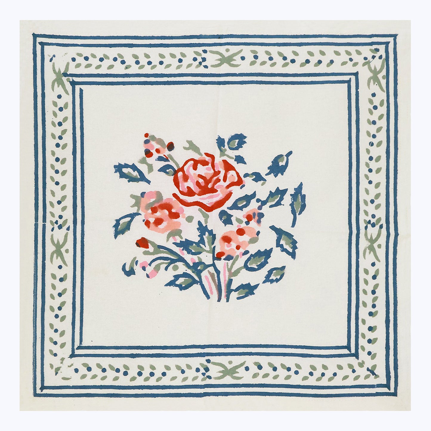 White and Blue Hand Block Printed Napkins Set Of 4 - My Store