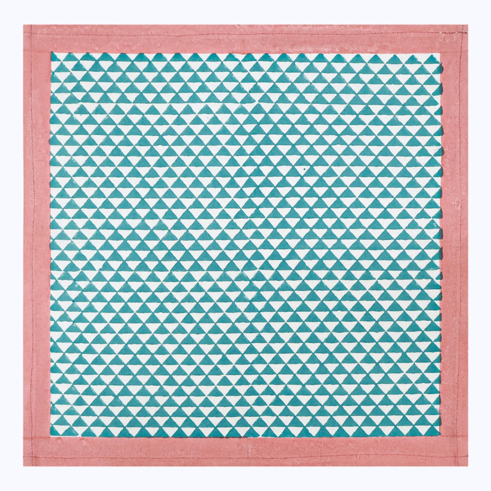 Green and Pink Block Printed Cotton Napkins Set Of 4 - My Store