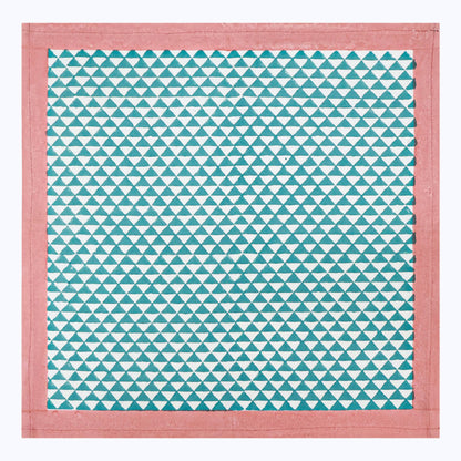 Green and Pink Block Printed Cotton Napkins Set Of 4 - My Store