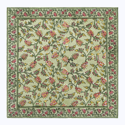 Green and Red Hand Block Printed Cotton Napkins Set Of 4 - My Store