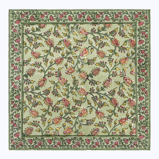 Green and Red Hand Block Printed Cotton Napkins Set Of 4 - My Store