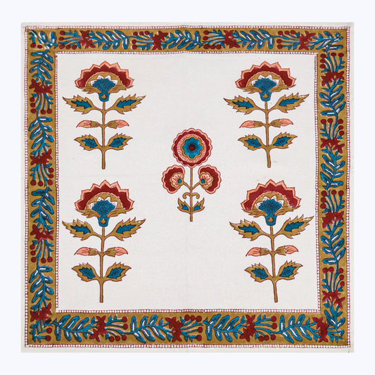 Red and White Hand Block Printed Cotton Napkins Set Of 4 - My Store