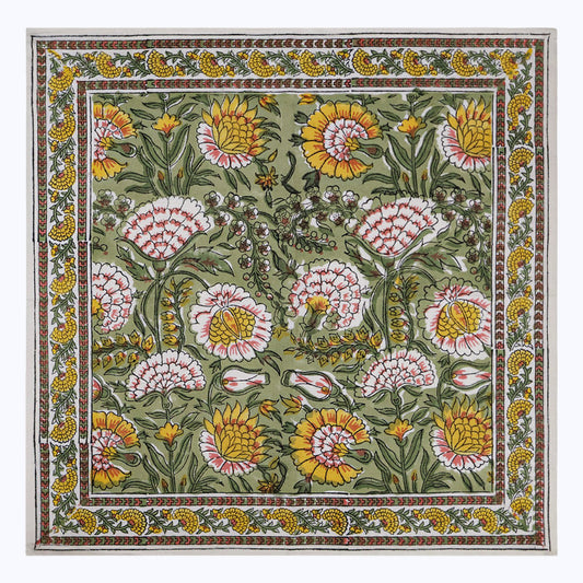 Floral Handmade Block Print Cotton Napkins Set Of 4 - My Store