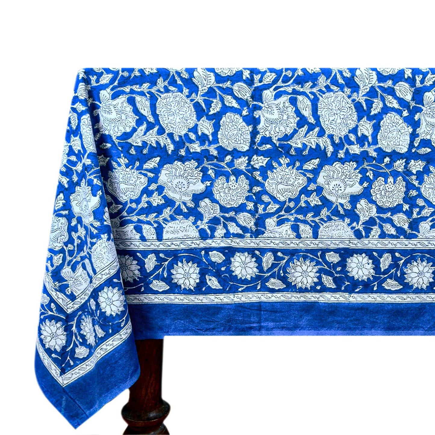 Indian Handmade Blue Cotton Tablecloths For Rectangle Tables - My Store