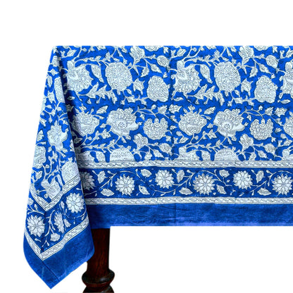 Indian Handmade Blue Cotton Tablecloths For Rectangle Tables - My Store