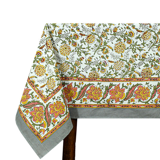Indian Block Floral Print 100% Pure Cotton Cloth Tablecloth - My Store