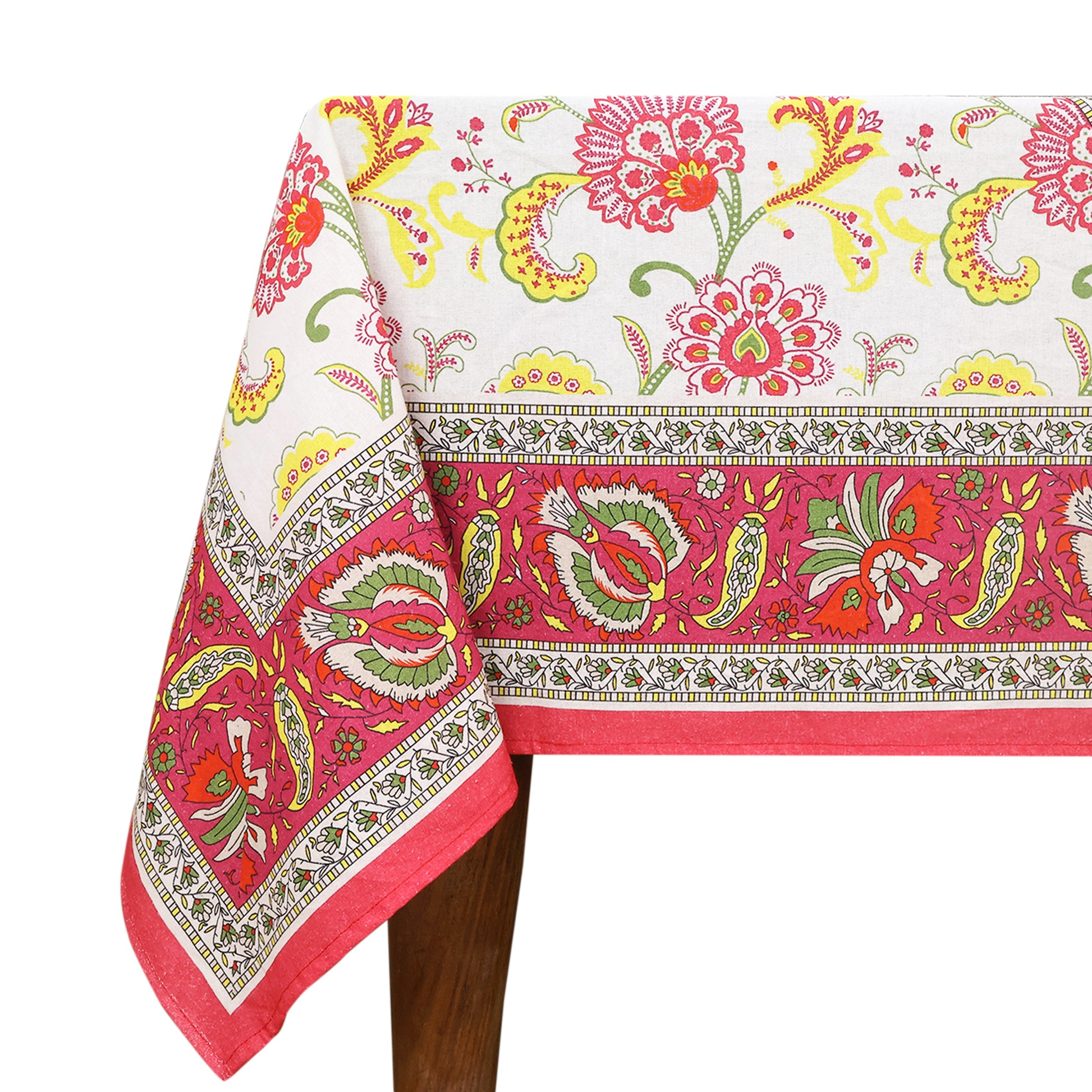 Red & Yellow Wedding Tablecloth, Dining Table Decor, Floral Print Table Linens - My Store