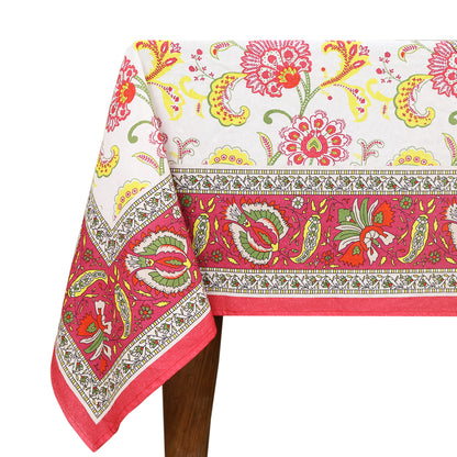 Red & Yellow Wedding Tablecloth, Dining Table Decor, Floral Print Table Linens - My Store