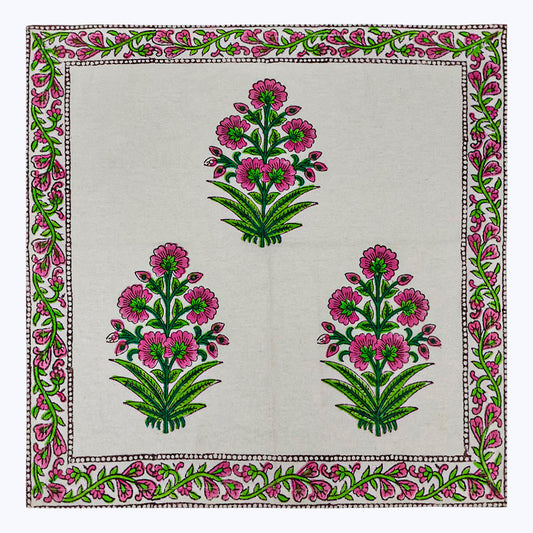 Pink and White Handmade Block Printed Cotton Napkins Set Of 4 - My Store