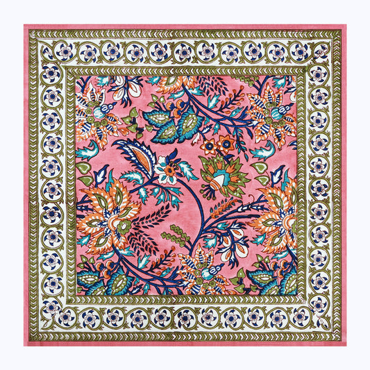 Pink and Blue Hand Block Printed Cotton Napkins Set Of 4 - My Store