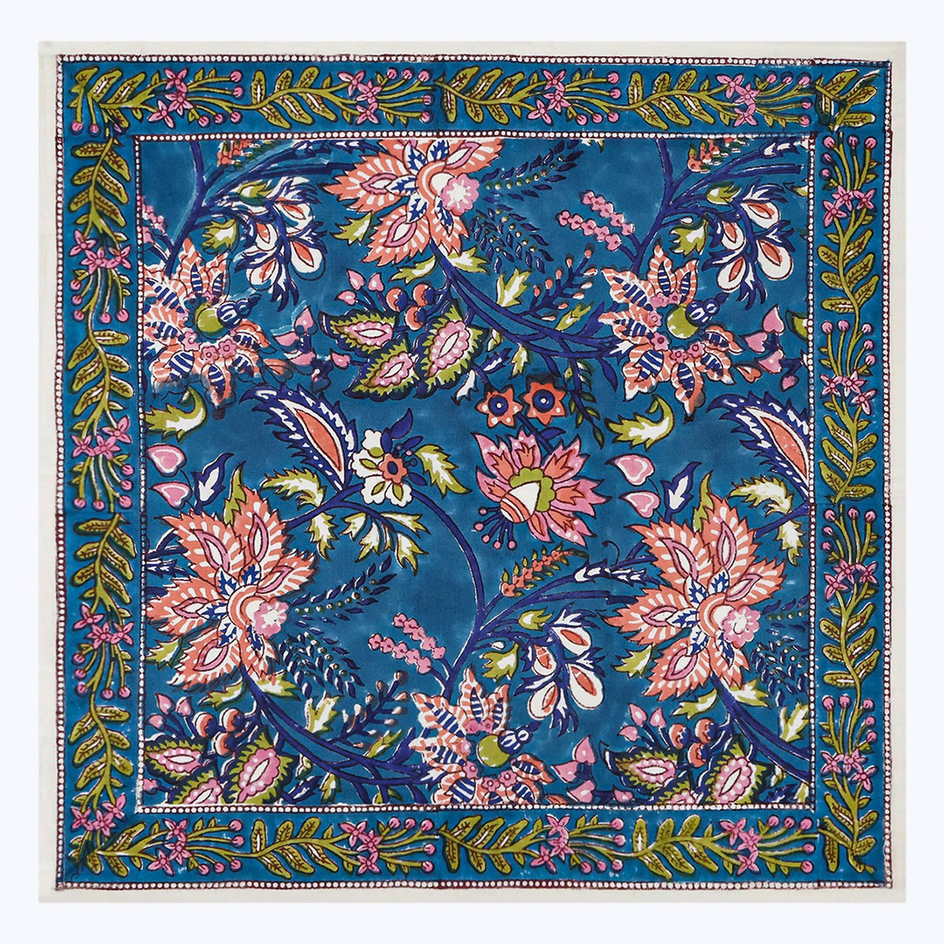 Blue and Pink Handmade Block Printed Cotton Napkins Set Of 4 - My Store