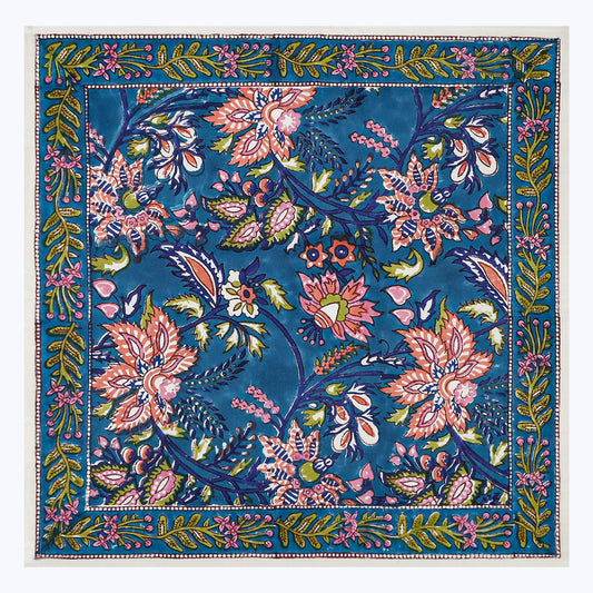 Blue and Pink Handmade Block Printed Cotton Napkins Set Of 4 - My Store