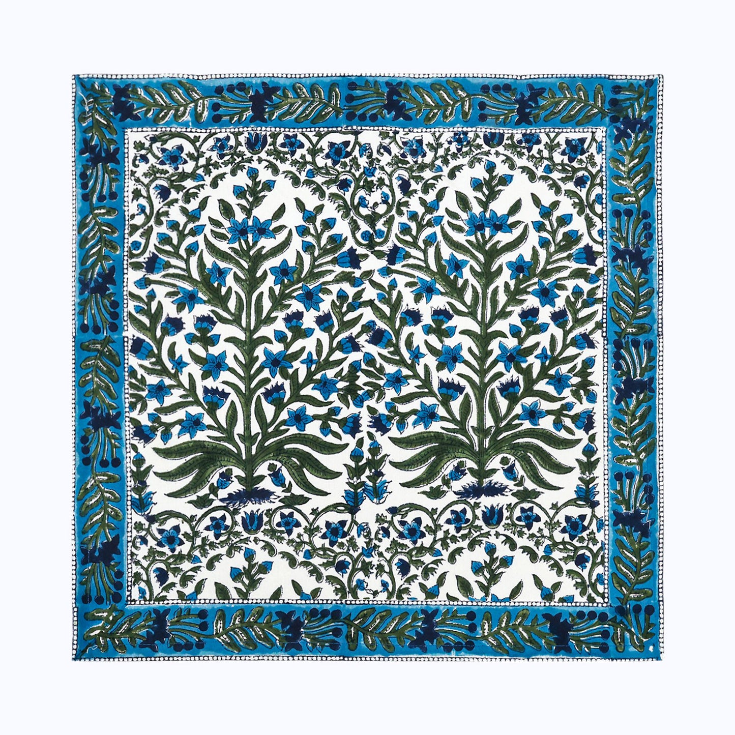 Blue and Green Hand Block Printed 4 Pieces Cotton Napkins - My Store
