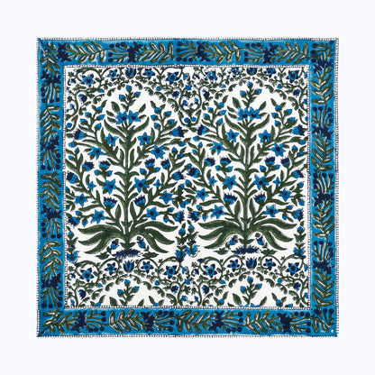 Blue and Green Hand Block Printed 4 Pieces Cotton Napkins - My Store