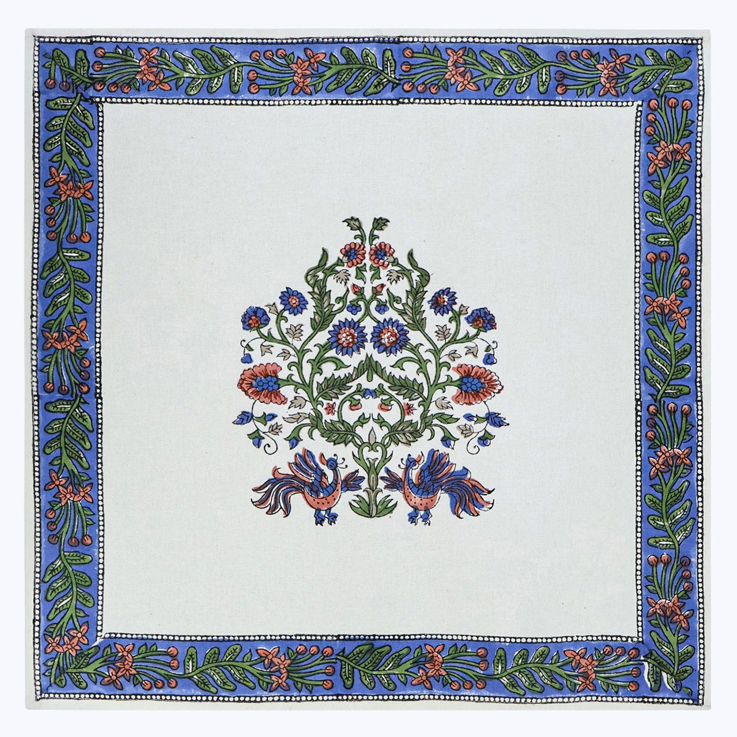 Purple and White Hand Block Printed Cotton Napkins Set Of 4 - My Store