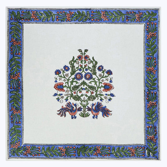 Purple and White Hand Block Printed Cotton Napkins Set Of 4 - My Store