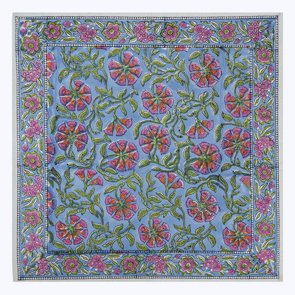 Pink With Green Handmade Block Printed Cotton Napkins Set Of 4 - My Store