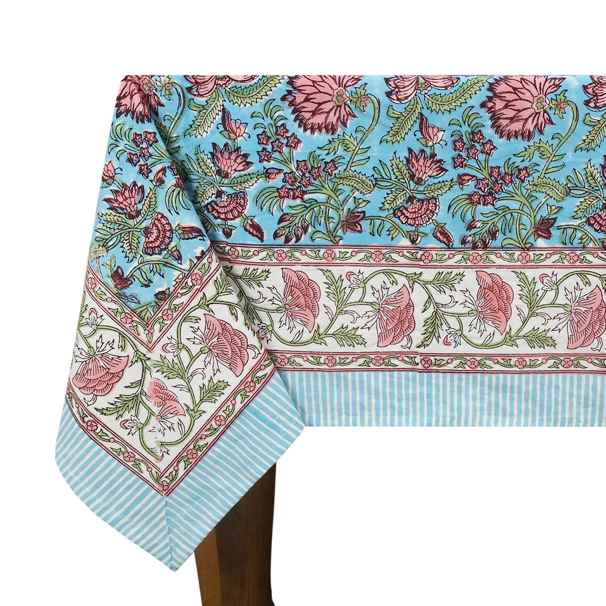 Cotton Hand Block Printed Rectangle Tablecloth for Dinning Decor - My Store