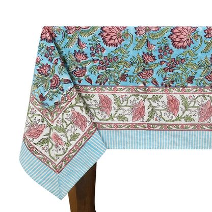 Cotton Hand Block Printed Rectangle Tablecloth for Dinning Decor - My Store