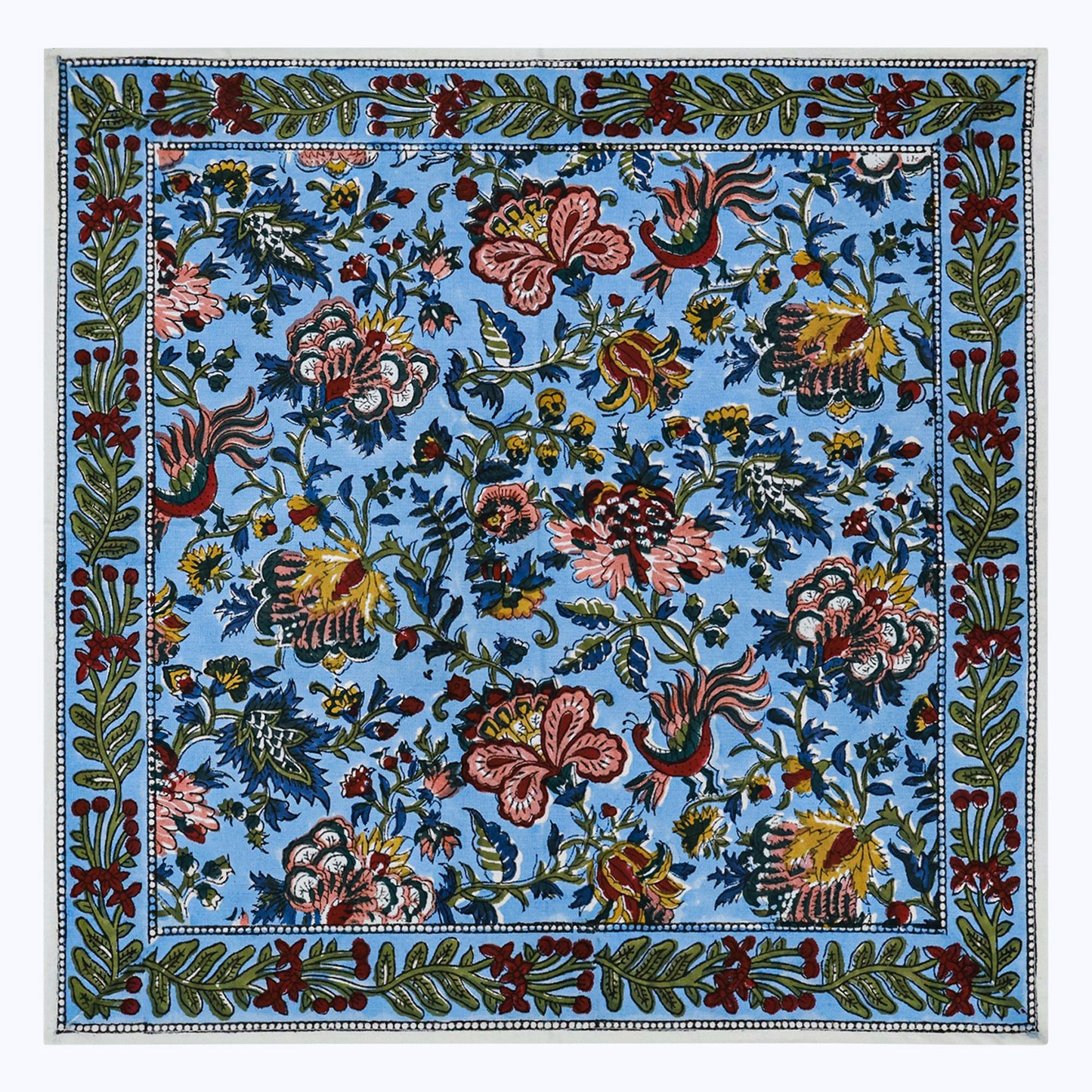 Blue and Red Hand Block Printed Cotton Napkins Set Of 4 - My Store