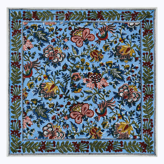 Blue and Red Hand Block Printed Cotton Napkins Set Of 4 - My Store