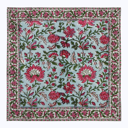 Red Withe Green Handmade Block Printed Cotton Napkins Set Of 4 - My Store