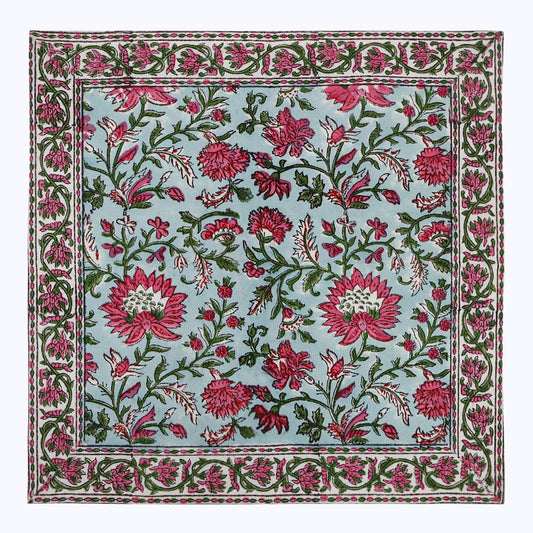 Red Withe Green Handmade Block Printed Cotton Napkins Set Of 4 - My Store