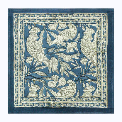 Floral Blue and White Block Printed Set Of 4 Napkins - My Store