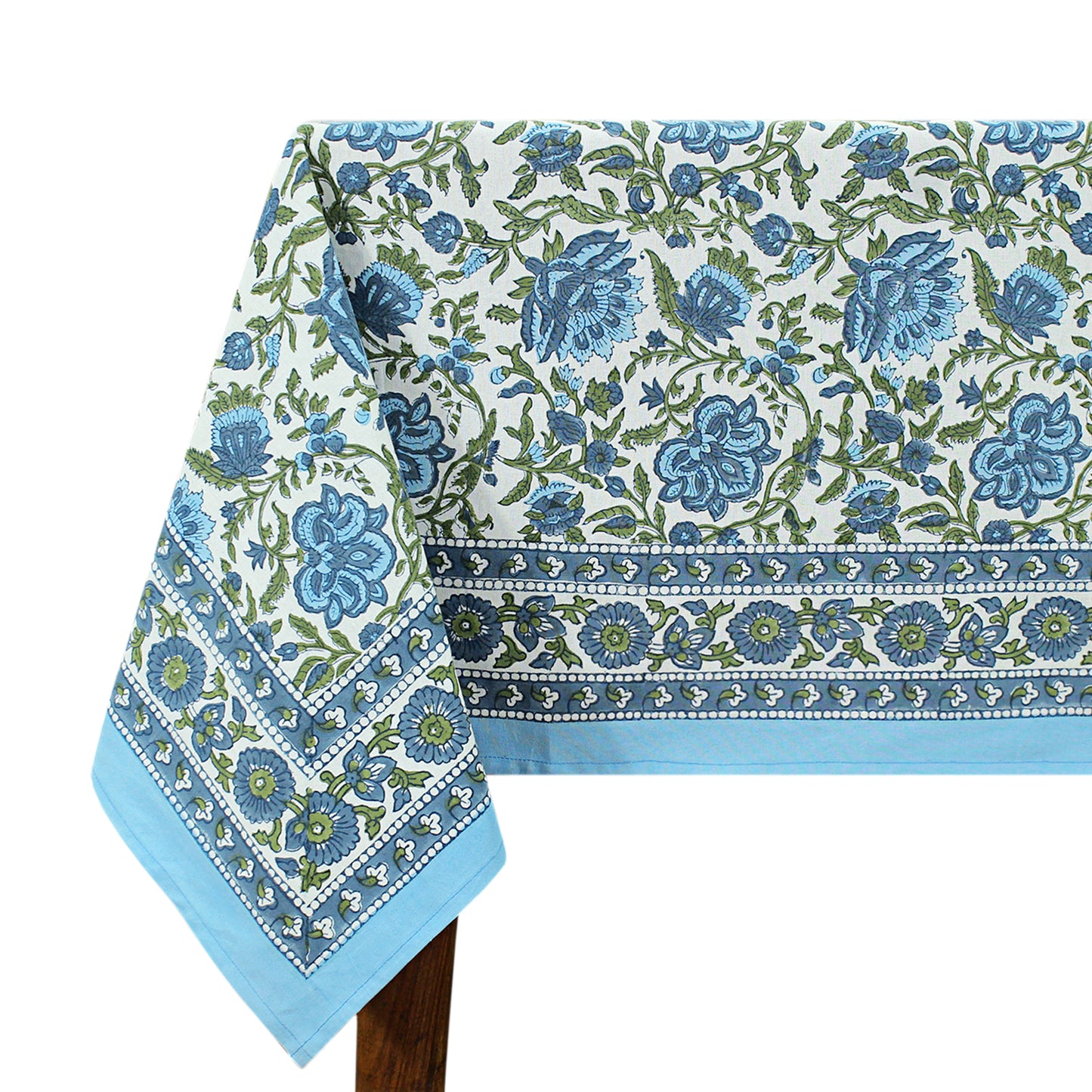 Blue and White Hand Block Printed Rectangle Dinning Tablecloth - My Store
