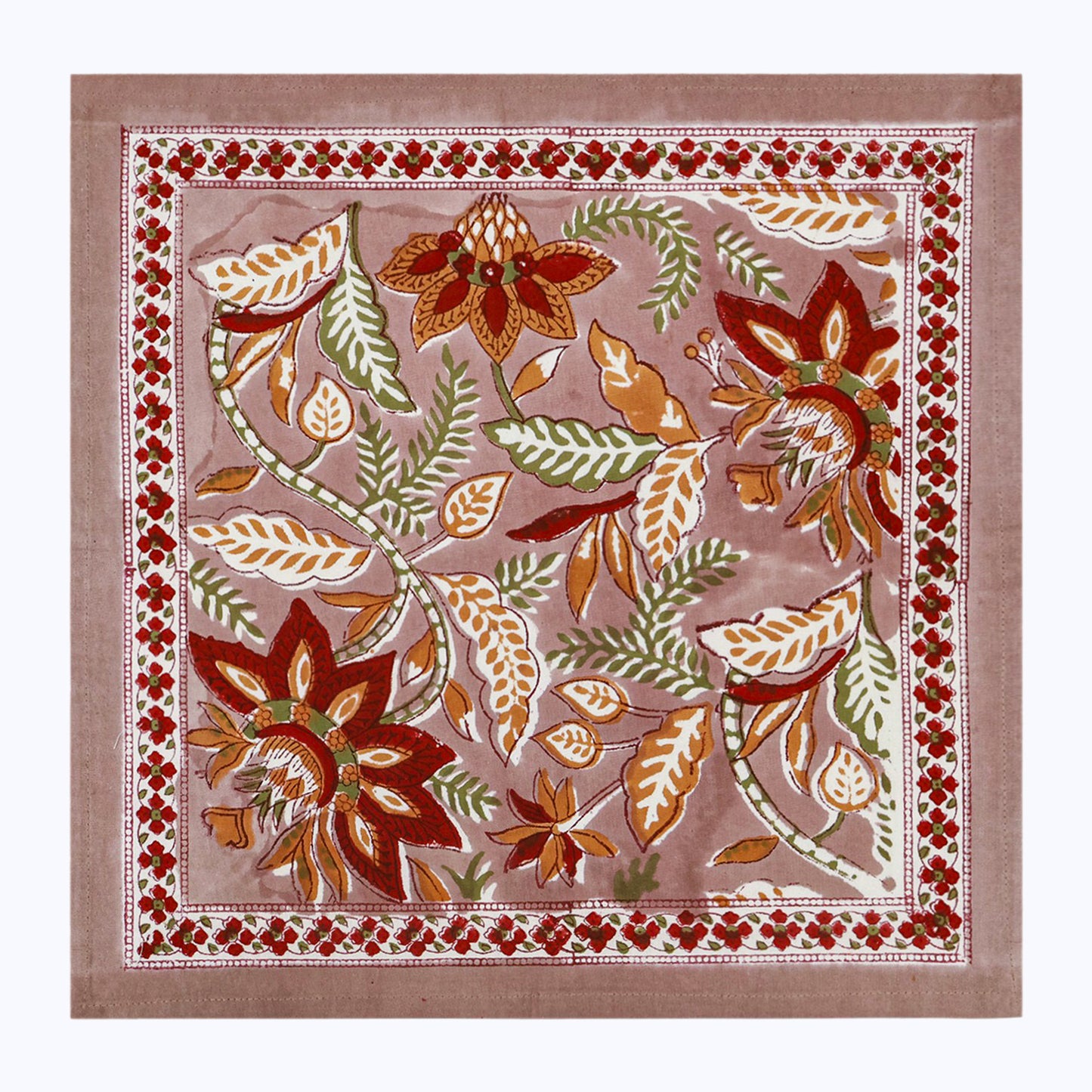 Indian Handmade Block Printed Cotton Napkins Set Of 4 Pieces - My Store