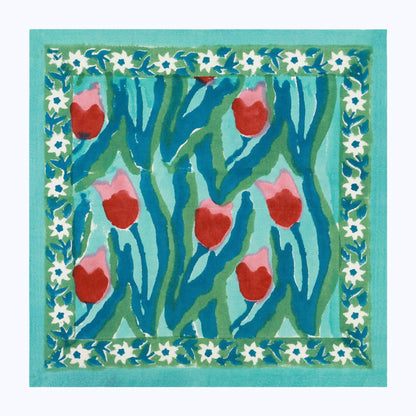 Green and Red Hand Block Printed Cotton Napkins Set Of 4 - My Store