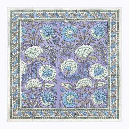 Purple and Green Block Printed Cotton Set Of 4 Napkins - My Store