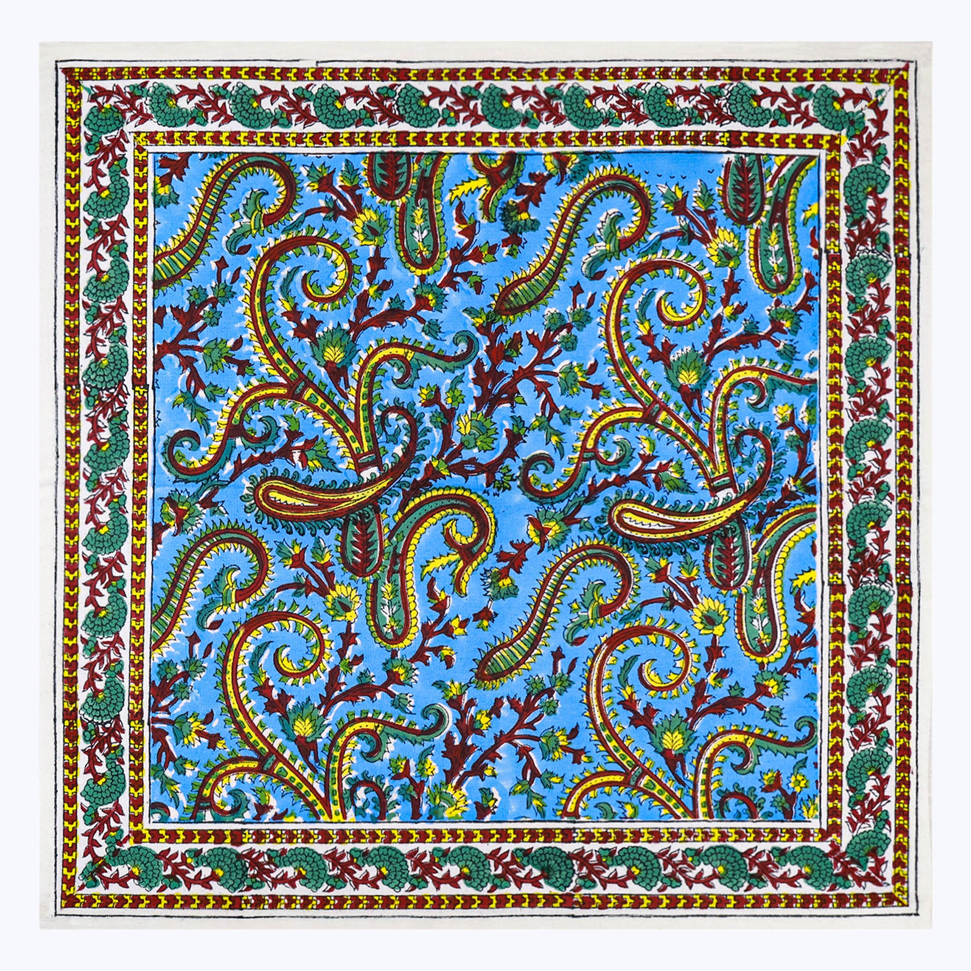 Blue and Yellow Hand Block Printed Cotton Napkins Set Of 4 - My Store