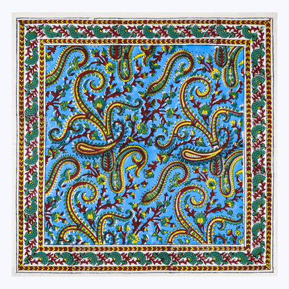 Blue and Yellow Hand Block Printed Cotton Napkins Set Of 4 - My Store