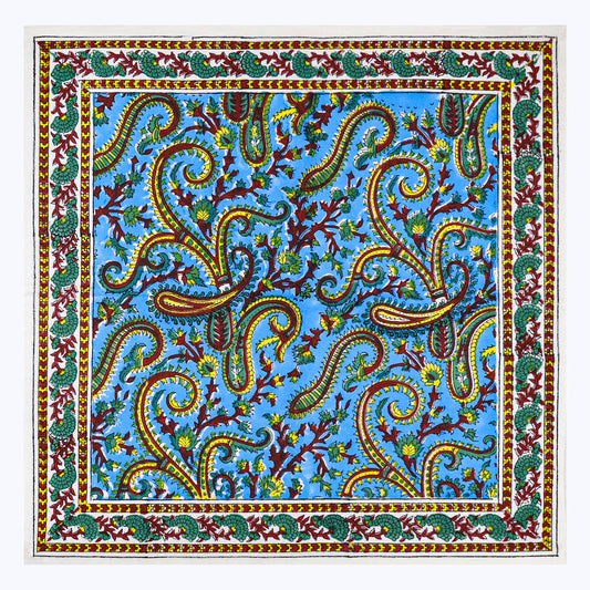 Blue and Yellow Hand Block Printed Cotton Napkins Set Of 4 - My Store