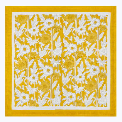 Yellow and White Hand Block Printed Napkins Set Of 4 - My Store