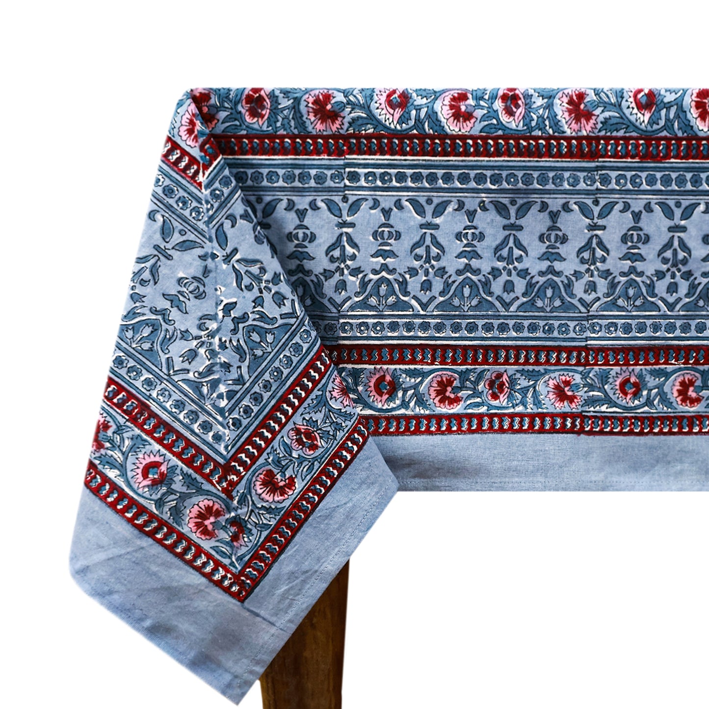 Indian Handmade Table Cloth - Cotton Block Printed Rectangle Table Cover - My Store