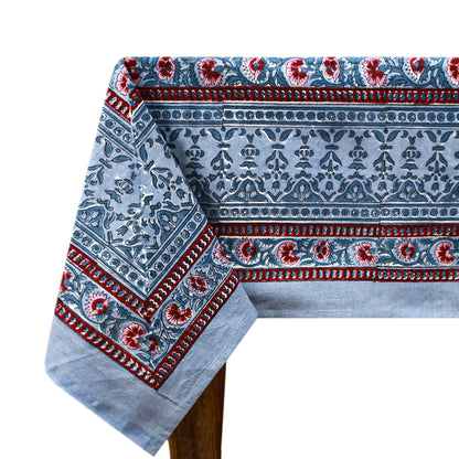 Indian Handmade Table Cloth - Cotton Block Printed Rectangle Table Cover - My Store