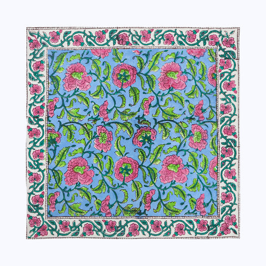 Pink and Green Hand Block Printed Cotton Napkins Set Of 4 - My Store