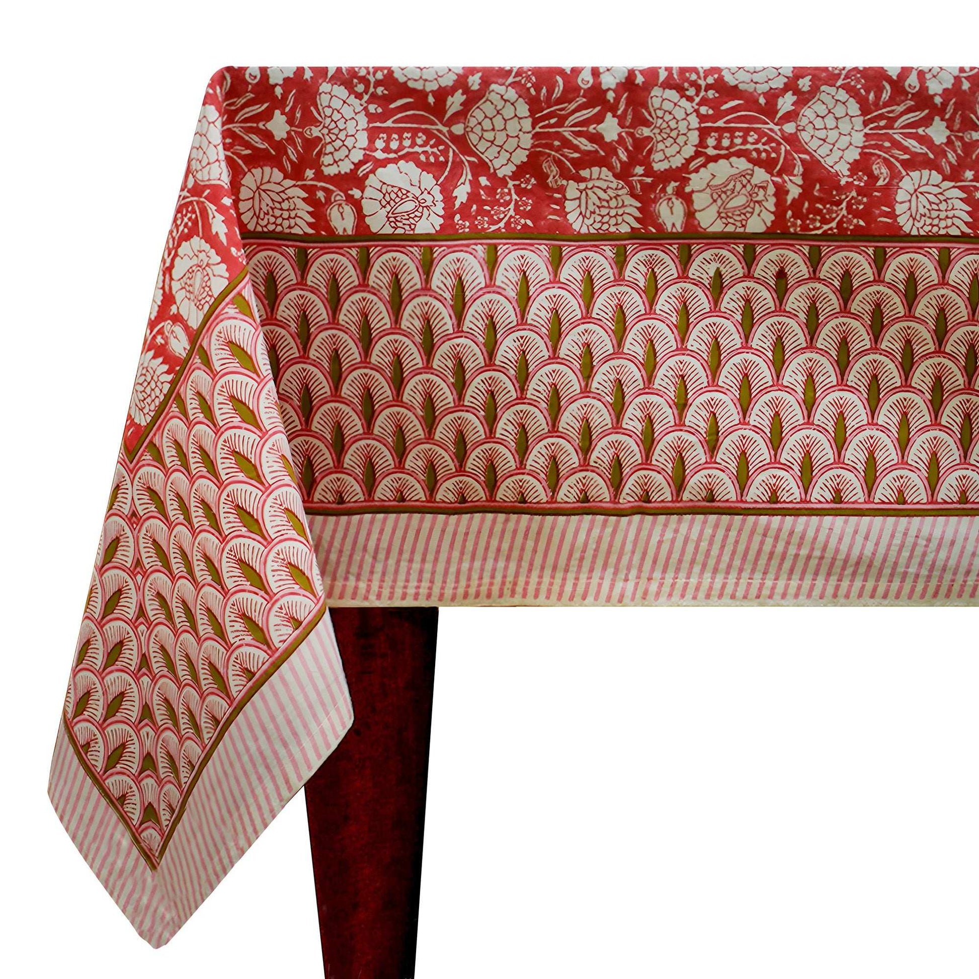 Red and White Handmade Table Cover, Linens Dining Table Cloth - My Store