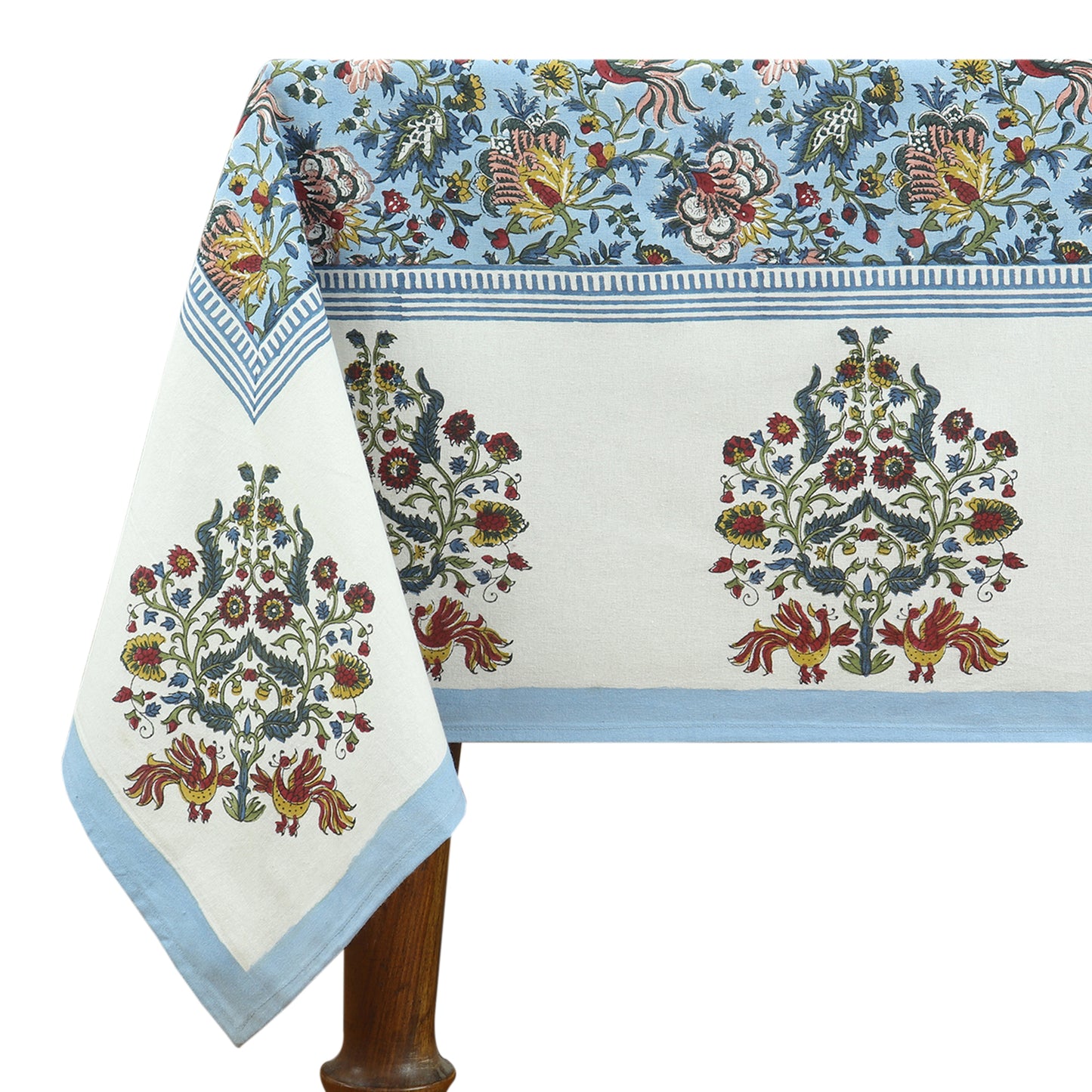 Hand Block Print Tablecloth Blue And White Cotton Table Cover & Linen - My Store