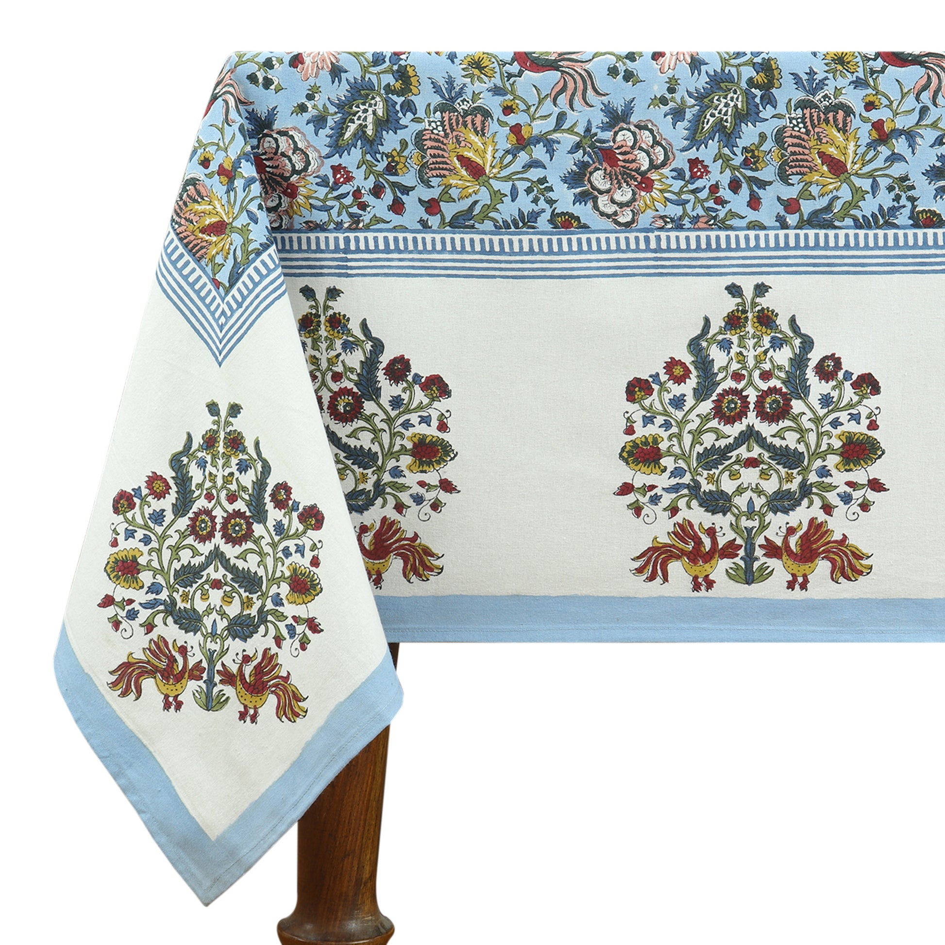 Hand Block Print Tablecloth Blue And White Cotton Table Cover & Linen - My Store