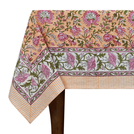 Hand Block Printed Cotton Rectangle Tablecloth For Dinning Decor - My Store