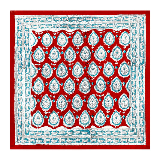 Indian Handmade Red and Blue Cotton Napkins Set Of 4 Pieces - My Store