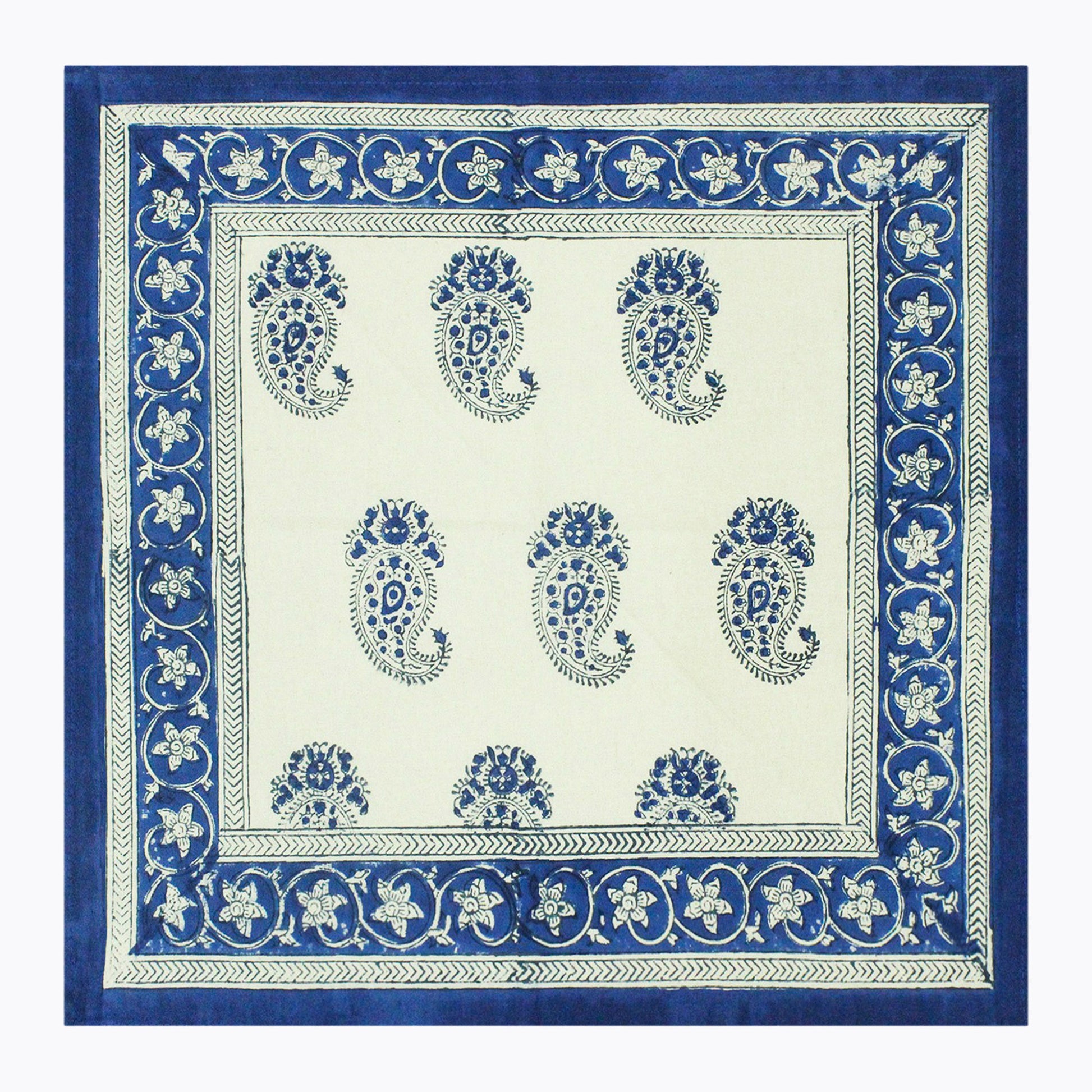 Handmade Block Printed Set Of 4 Blue and White Napkins - My Store