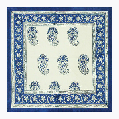 Handmade Block Printed Set Of 4 Blue and White Napkins - My Store