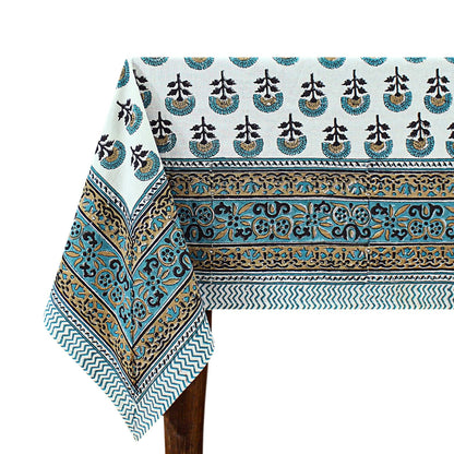 Cotton Block Printed Rectangle Tablecloth For Decoration - My Store