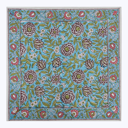 Green With Red Handmade Block Printed Cotton Napkins Set Of 4 - My Store